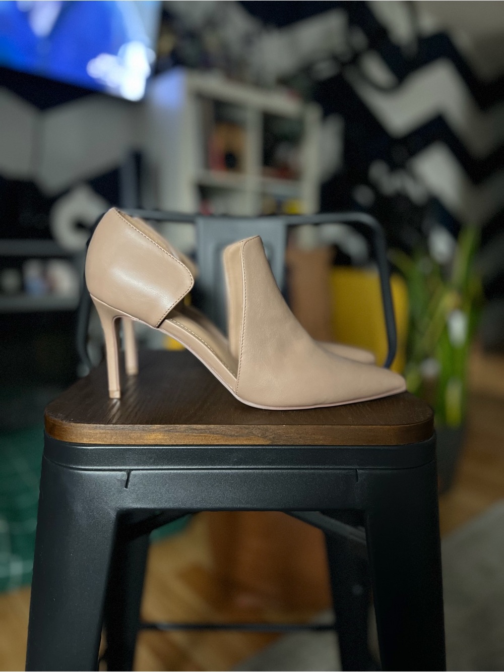 JustFab Beige Pointed D'Orsay Stiletto Pump